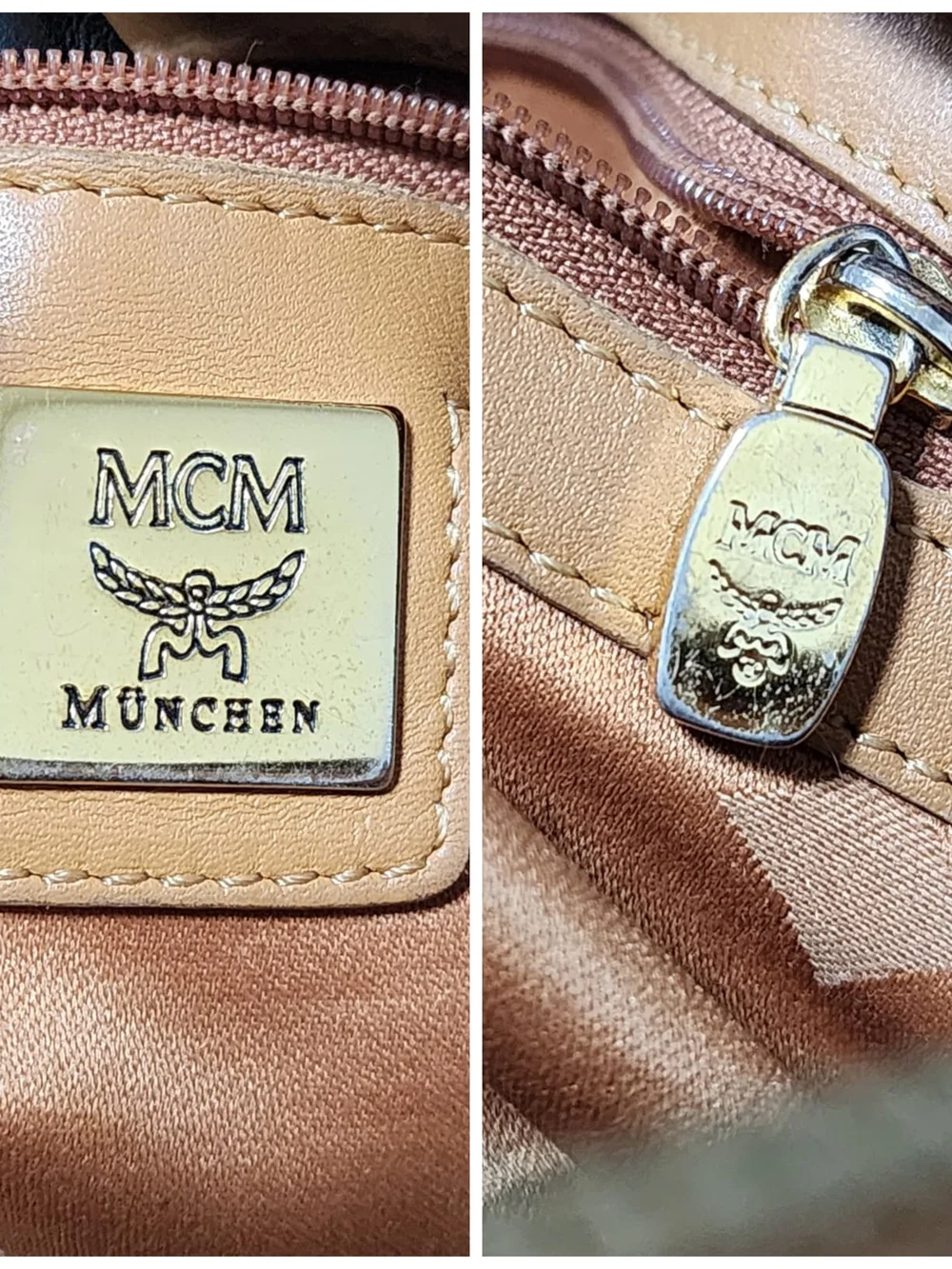 MCM Visetos Heritage Bowler Medium Shoulder Bag Brown